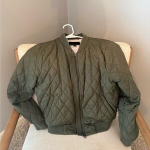 Banana Republic Quilted Bomber Jacket in Olive